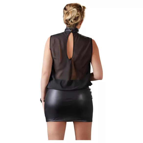 Cottelli Plus Size - sjajna šifonska haljina (crna)