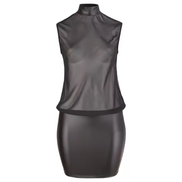 Cottelli Plus Size - sjajna šifonska haljina (crna)
