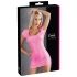 Cottelli Party - sjajna, kratka haljina s rukavima (pink) - XL