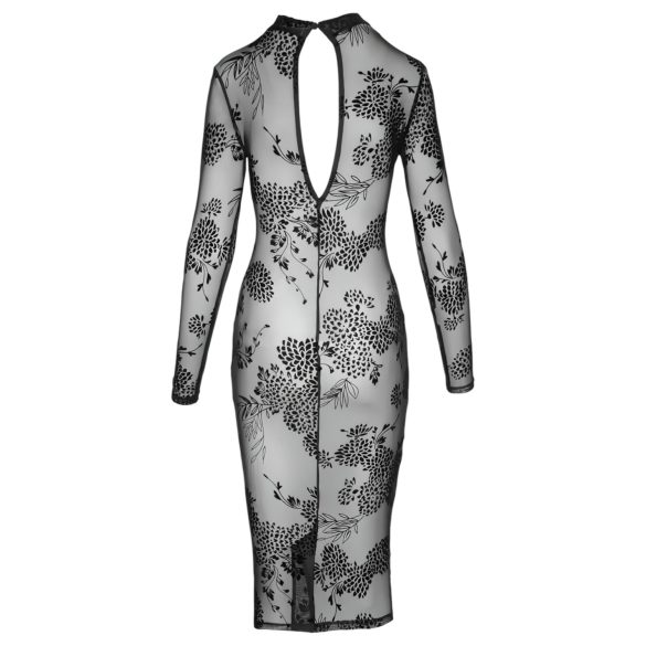 Noir - providna cvetna haljina s dugim rukavima (crna)