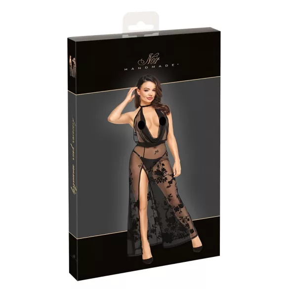 Noir - potpuno providna haljina sa cvetnim uzorkom (crna)