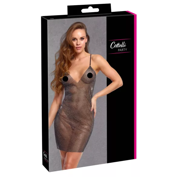 Cottelli Party - seksi mini haljina sa efektom lanaca (crna) - S/M