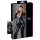 Cottelli Plus Size - sjajan crni party kombinezon sa dugim rukavima - 2XL