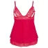 Cottelli Plus Size - čipkasta lepršava babydoll haljina (crvena) - 2XL