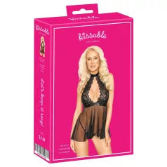 Poljubivi - čipkasta babydoll haljina s okovratnikom (crna)