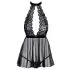 Poljubivi - čipkasta babydoll haljina s okovratnikom (crna) - L/XL