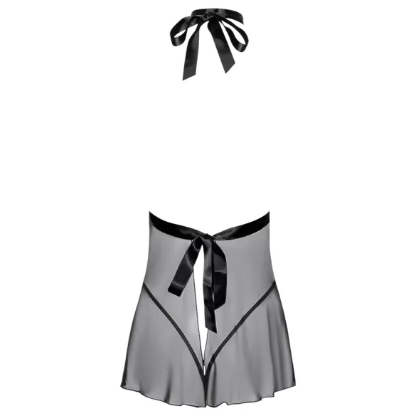 Poljubivi - čipkasta babydoll haljina s okovratnikom (crna) - L/XL