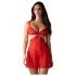 Obsessive Cupide Desir - prozirni čipkani spavaćica set (crvena) - L/XL