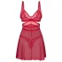 Obsessive Cupide Desir - prozirni čipkani spavaćica set (crvena) - L/XL