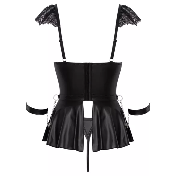 Cottelli Bondage - čipkasta mini haljina sa lisicama (crna) - L