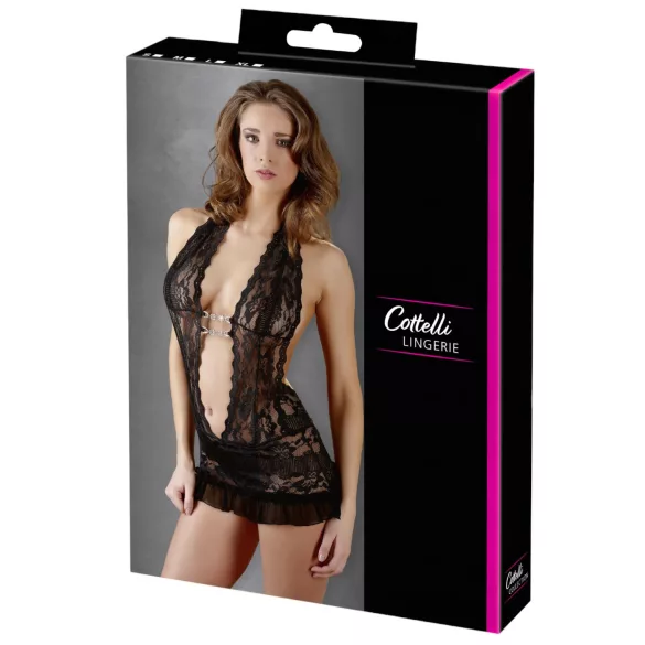 Cottelli - Čipkasta mini haljina s okovratnikom (crna)