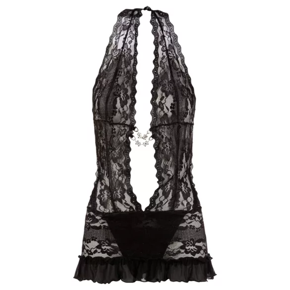 Cottelli - Čipkasta mini haljina s okovratnikom (crna) - XL