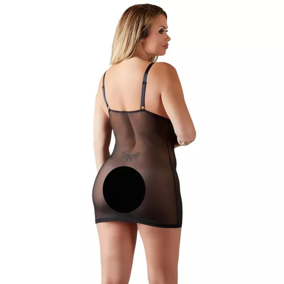 Cottelli Plus Size - čipkasta prozirna spavaćica (crna) - 2XL