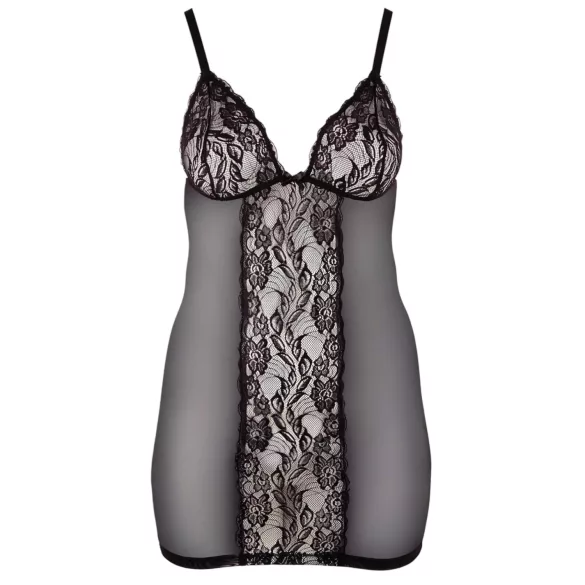 Cottelli Plus Size - čipkasta prozirna spavaćica (crna) - 2XL
