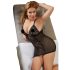 Cottelli Plus Size - čipkasta prozirna spavaćica (crna) - 3XL