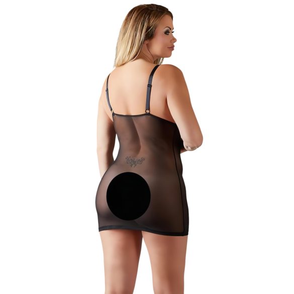 Cottelli Plus Size - čipkasta prozirna spavaćica (crna) - 4XL