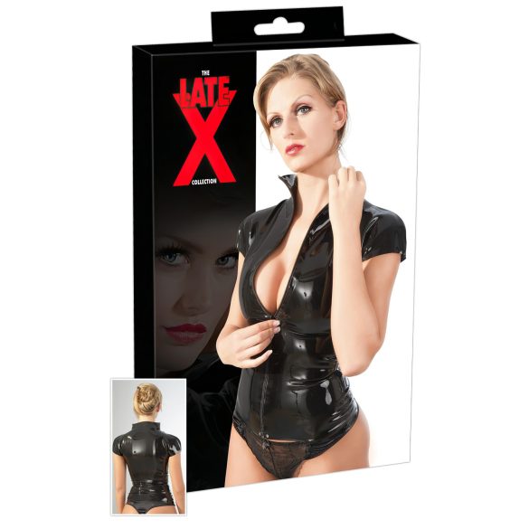 LATEX - ženska majica kratkih rukava sa rajsferšlusom (crna) - XL