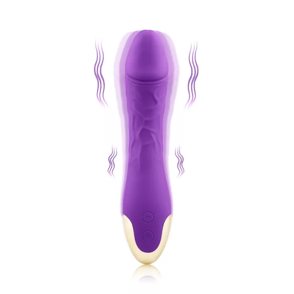 Mrow Real Lover - punjivi, vodootporni realistični vibrator (ljubičasti)