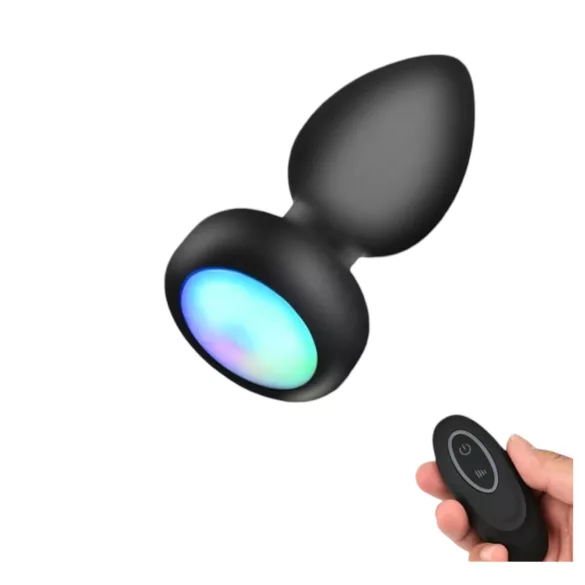 Mrow - svetleći, radio kontrolisani analni vibrator (crni)