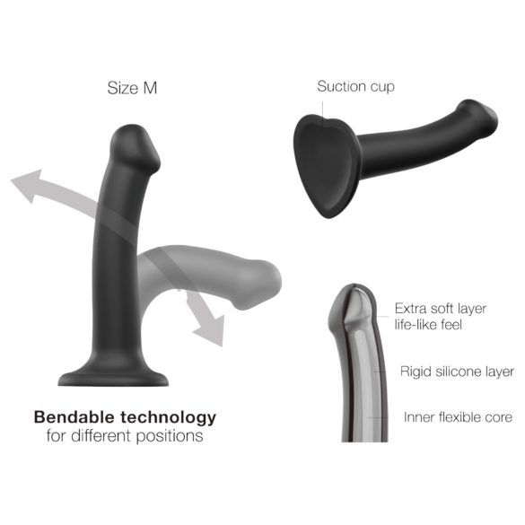 Strap-on-me Dual S - dvostruki sloj dildo (crna)