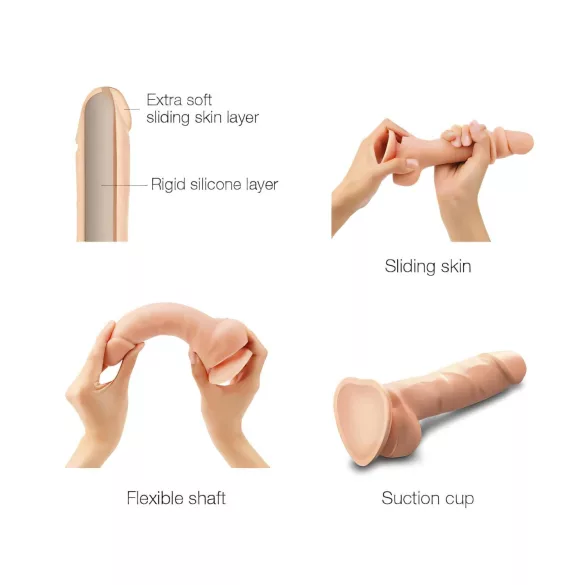 Strap-on-me S - dvoslojni dildo sa vakum čašom (u boji kože)