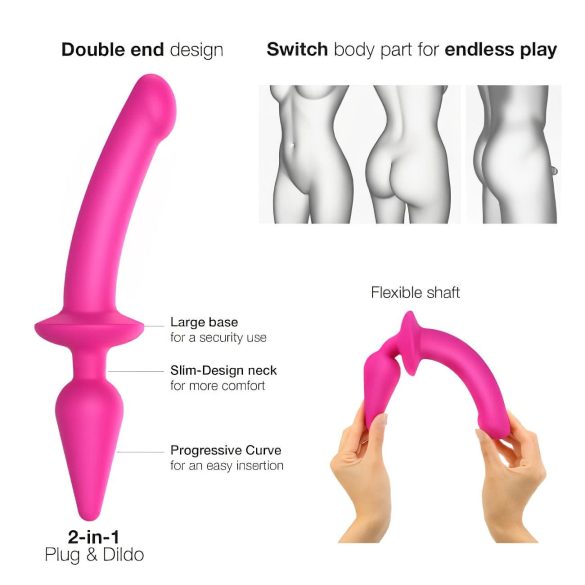 Strap-on-me Swith polurealistični L - 2u1 silikonski dildo (ružičasti)