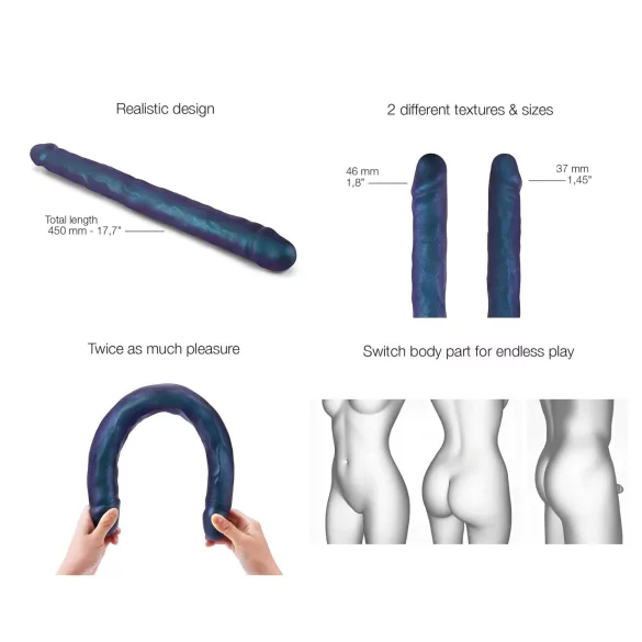 Strap-on-me - dupli dildo (metalno plava)