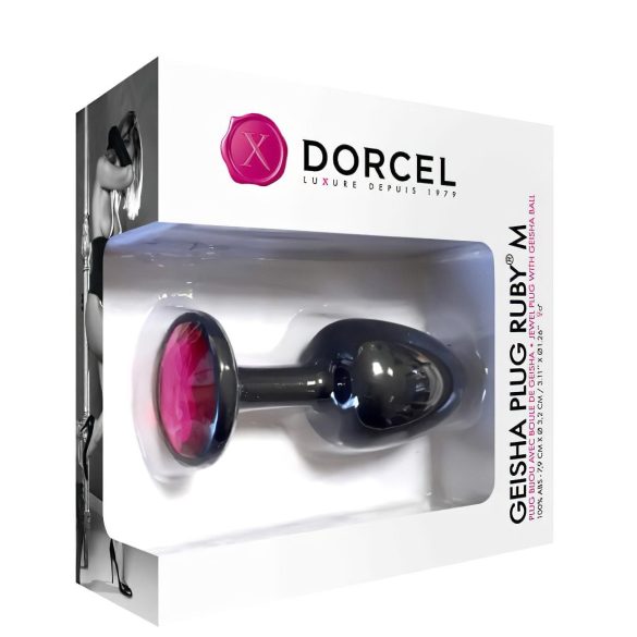 Dorcel Geisha Plug Ruby M - crni analni plug sa roze kamenom
