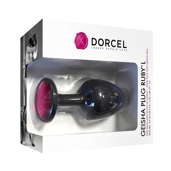 Dorcel Geisha Plug Ruby L - crni analni plug sa roze kamenom