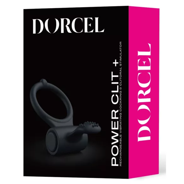Dorcel Power Clit Plus - punjivi, vibrirajući prsten za penis (crni)