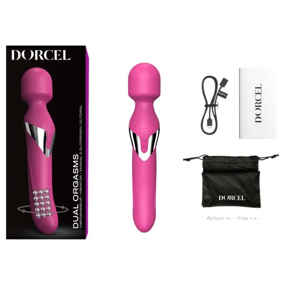 Dorcel Dual Orgasms - punjivi, 2‑u‑1 masažer vibrator (pink)