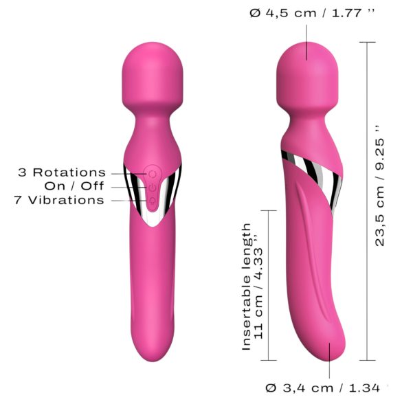 Dorcel Dual Orgasms - punjivi, 2‑u‑1 masažer vibrator (pink)