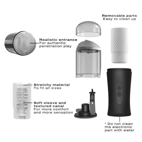 Dorcel Thrust Blow - punjivi, luskajući masturbator (crni)