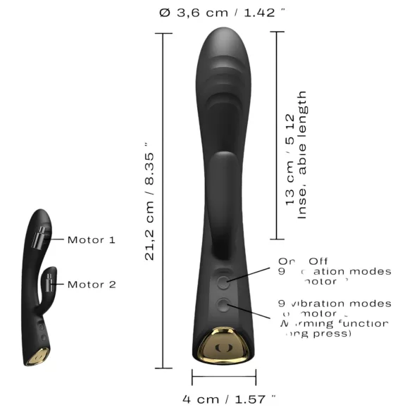 Dorcel Flexi Rabbit - crni vibrator sa grejanjem i stimulatorom klitorisa