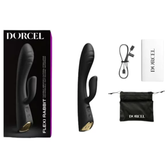 Dorcel Flexi Rabbit - crni vibrator sa grejanjem i stimulatorom klitorisa