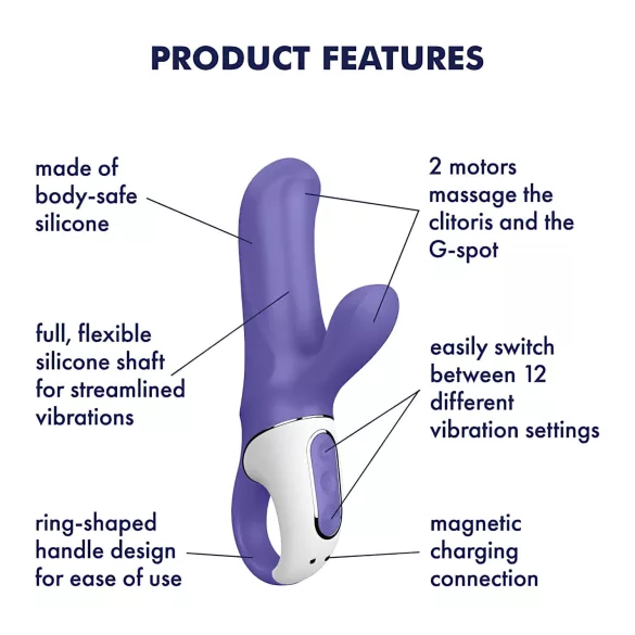 Satisfyer Magic Bunny - vodootporni vibrator sa stimulatorom (plavi)