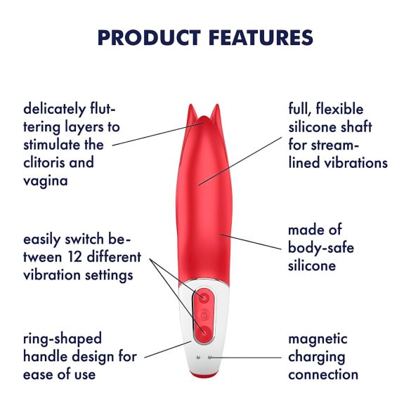 Satisfyer Power Flower - punjiva, vodootporna vibratora (crvena)