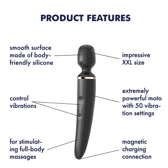 Satisfyer Wand-er Woman - vodootporni masažer vibrator (crna)