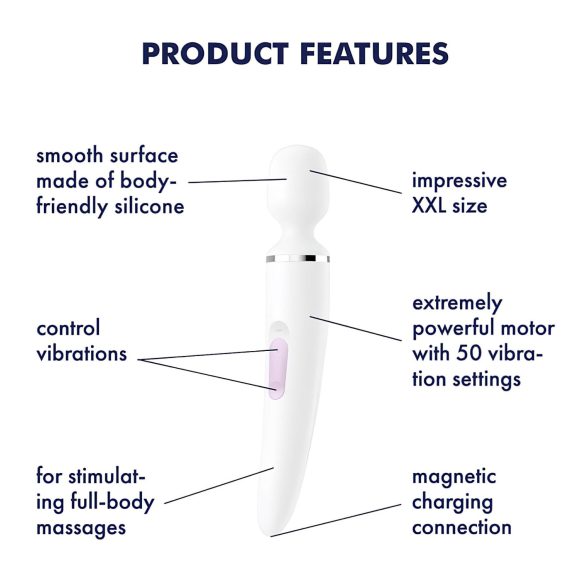 Satisfyer Wand-er Woman - vodootporni masažer vibrator (beli)