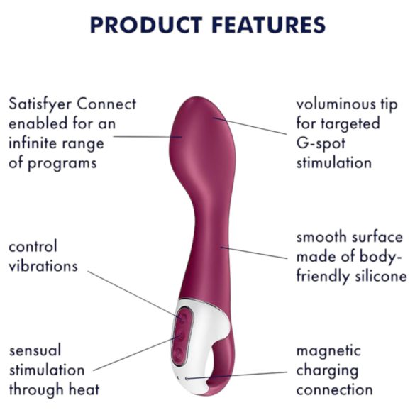 Satisfyer Hot Spot - punjivi G-tačka vibrator sa grejanjem (crveni)