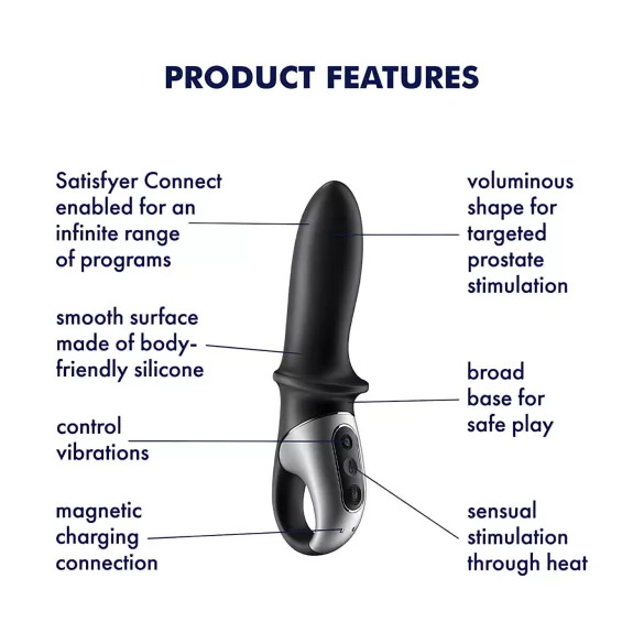 Satisfyer Hot Passion - pametni grejač analni vibrator (crni)