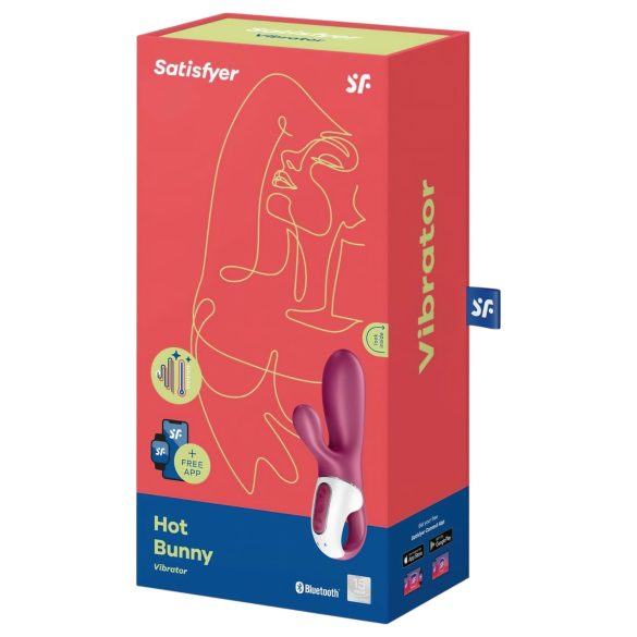 Satisfyer Hot Bunny - pametan grejač sa rukom za klitoris (crvena)