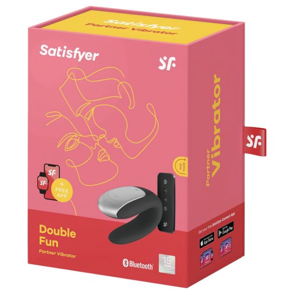 Satisfyer Double Fun - pametan, vodootporan parni vibrator (crni)