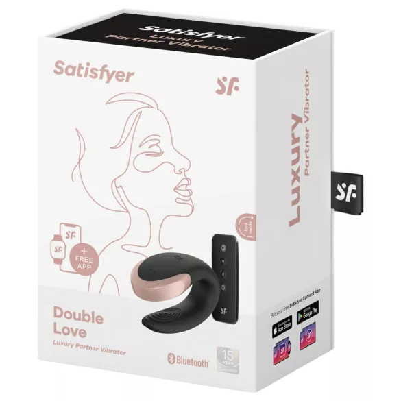 Satisfyer Double Love - pametni, daljinski vibrator za parove (crni)