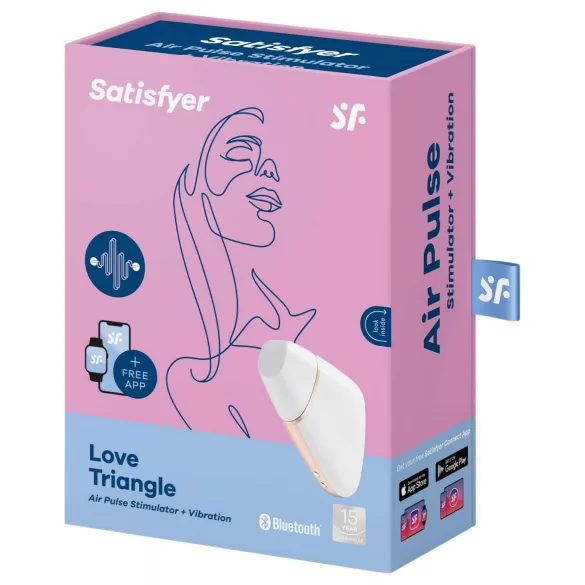 Satisfyer Love Triangle - апликaцијом управљиви стимулатор клиториса са таласима ваздуха (бео)