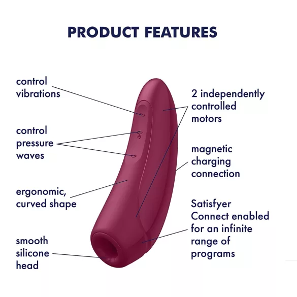 Satisfyer Curvy 1+ - pametan uzbuđivač za klitoris (crveni)