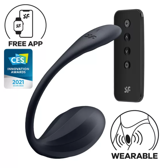 Satisfyer Ribbed Petal - crno bežično vibrirajuće jaje