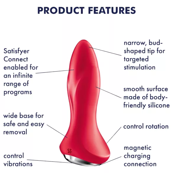 Satisfyer Rotator Plug 1 - analni vibrator sa perlama (crveni)