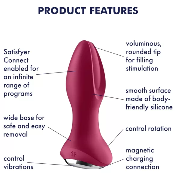 Satisfyer Rotator Plug 2 - Punjiva analna vibracija sa kuglicama (crvena)