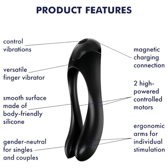Satisfyer Candy Cane - punjivi vodootporni dvostruki vibrator (crni)
